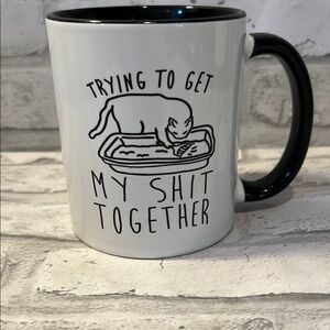 Funny White and Black Cat Coffee Mug Trying to get my Shit Together
